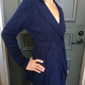 Navy Wrap Wool Cardigan